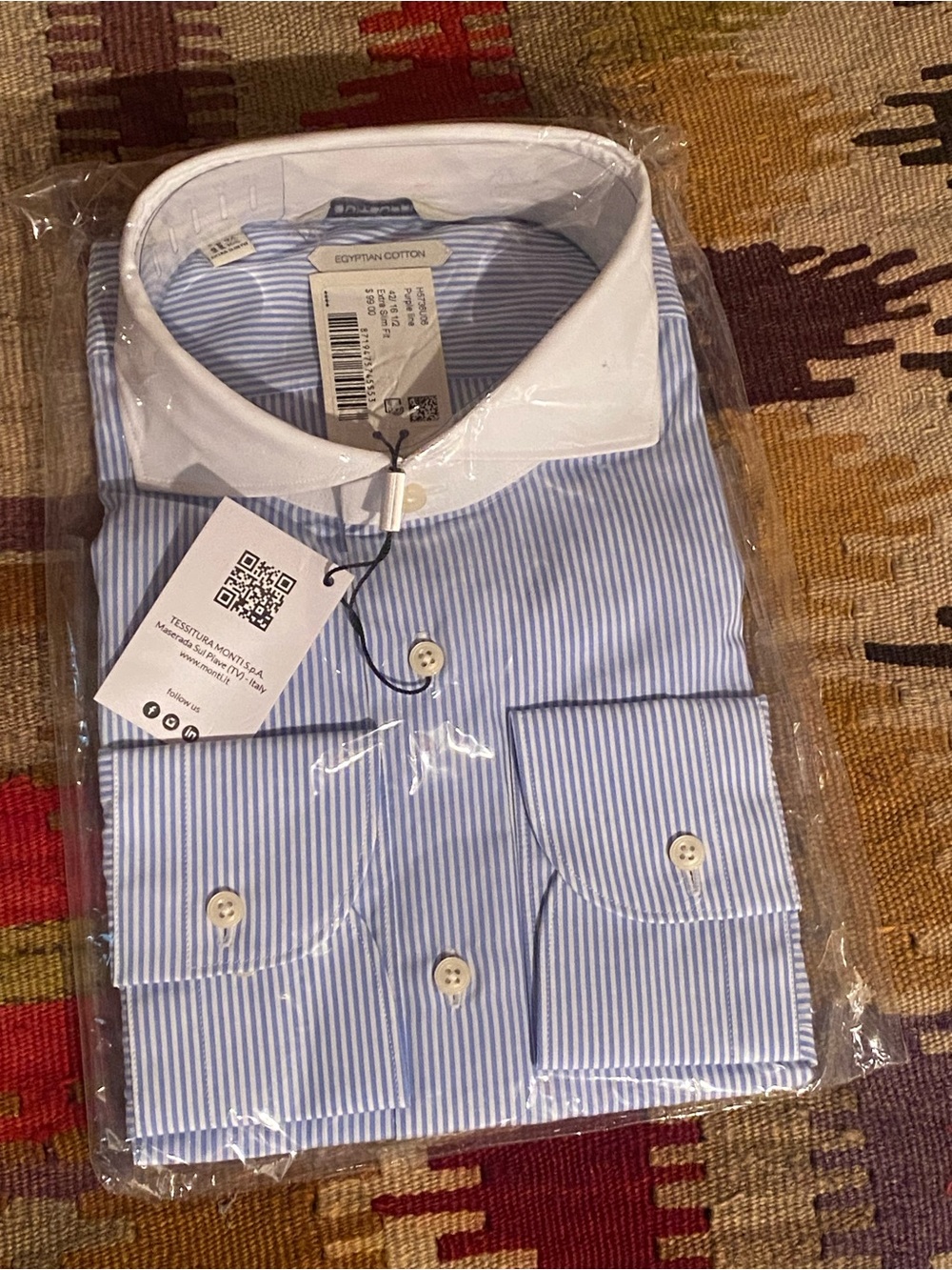 SUITSUPPLY EXTRA SLIM FIT 16 1/2 PURPLE LINE DRESS SHIRT